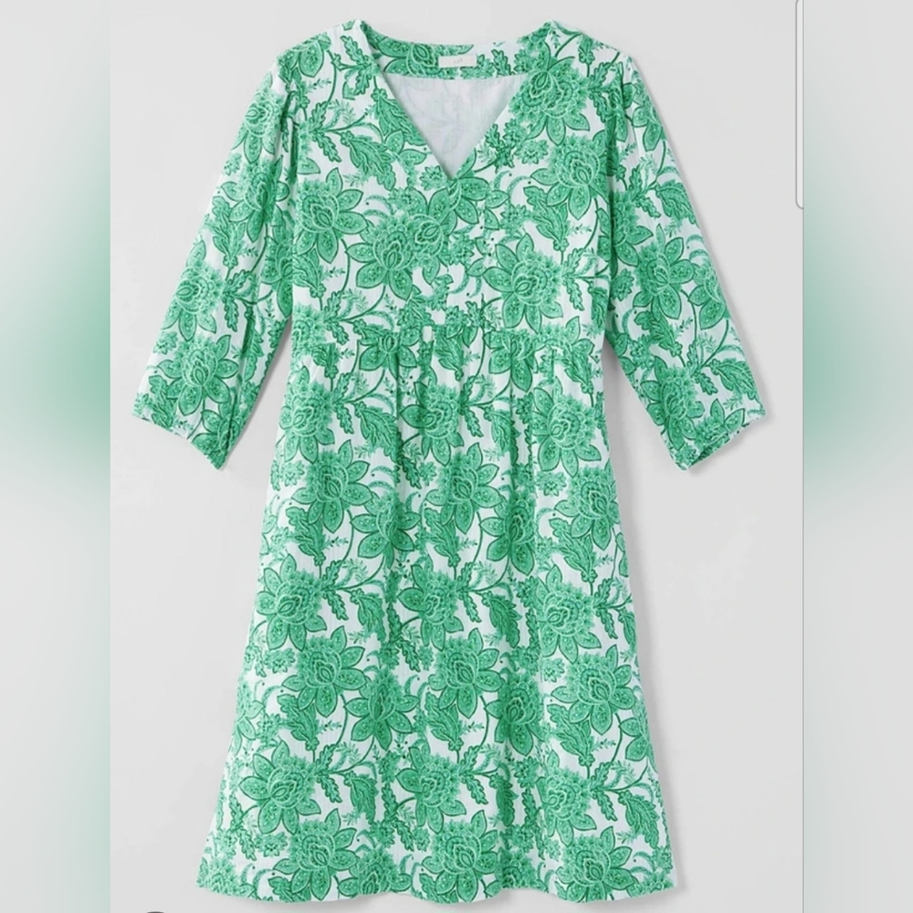 J. Jill Green Paisley A-line Dress (Size Large Tall)